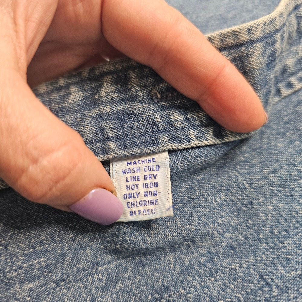 Vintage 90s Ralph Lauren The Big Shirt 6 Button Down Blue Denim Pony Western - Picture 14 of 16
